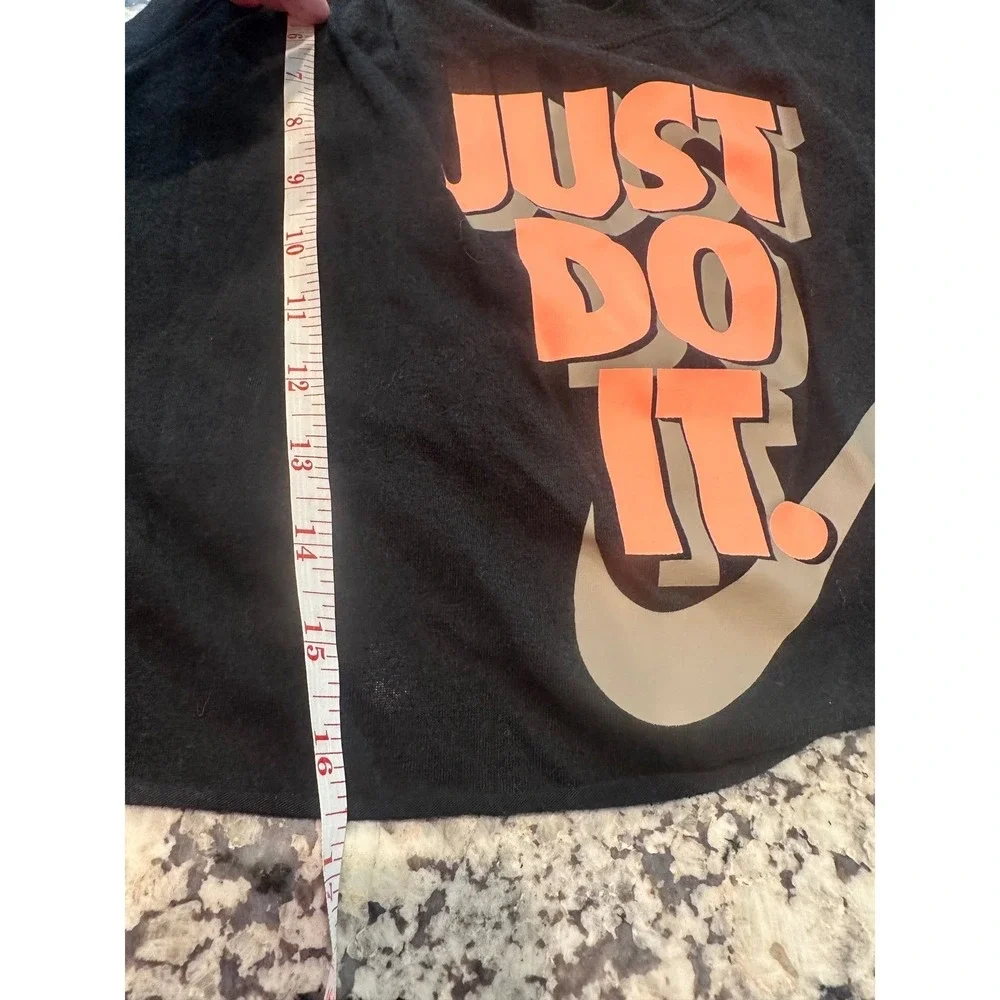 Nike Just Do It Graphic Tank Top Womens Large Black Orange Swoosh Cropped Muscle